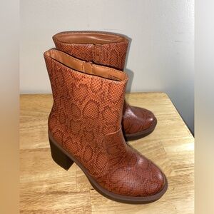 Target brown snakeskin boots size 6